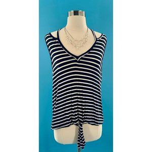 Blush Cold Shoulder Sleeveless Black White Striped